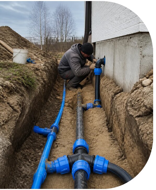 Монтаж наружного водопровода на участке под ключ в Надыме